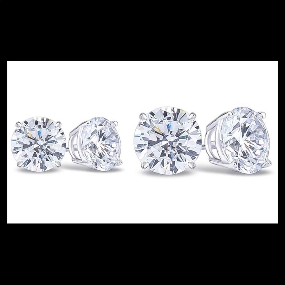 🆕New Beautiful Sterling silver round CZ Earrings